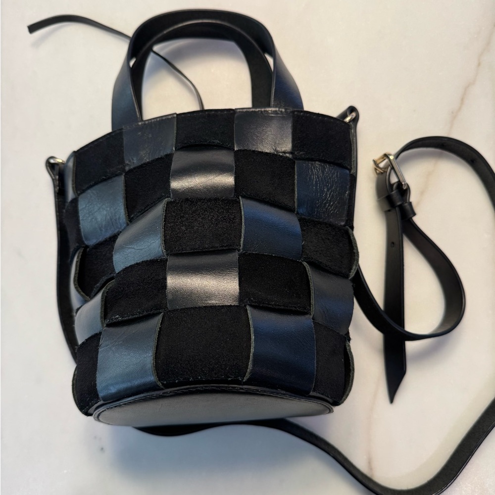 J. Crew Black Checkered Crossbody Bag